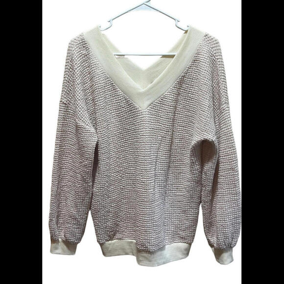 Adreamly‎ Womens V Neck Long Sleeve Waffle Knit Top Size Small - Picture 1 of 3